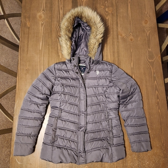 U.S. Polo Assn. Jackets & Blazers - US POLO ASSN New York Womens Jacket Size S With Furry Removeable Hood Grey